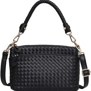 Chic Vegan Leather Crossbody Tote with Braided Top Handle - Eco-Friendly Style